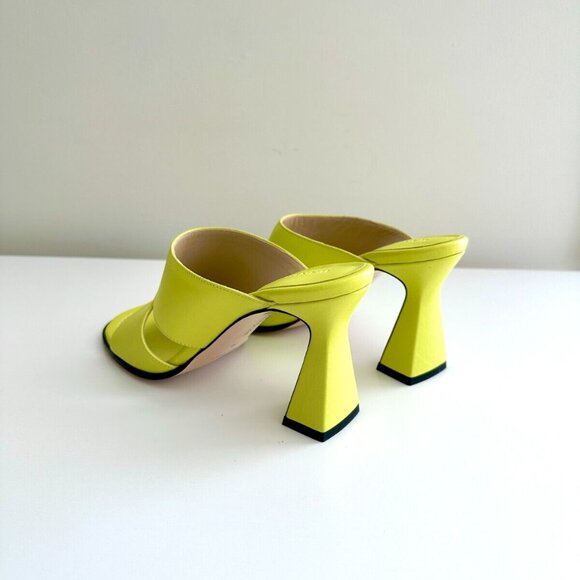 NEW WANDLER Leather Cut-Out Open Toe Mules in Lemon Lime Size 38 US 8 - Picture 10 of 13